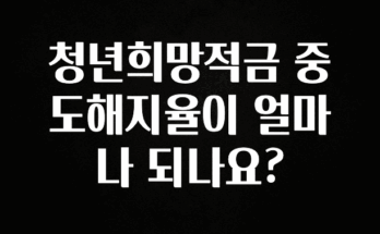 엄마아빠가 좋아하는 청년희망적금 중도해지율이 얼마나 되나요? 아주 좋은 정보입니다