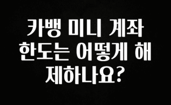 이달의 핫 카뱅 미니 계좌 한도는 어떻게 해제하나요? 실시간 리뷰입니다