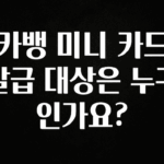 간단정보 카뱅 미니 카드 발급 대상은 누구인가요? 최신정보
