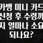 꿀팁이라고? 카뱅 미니 카드 신청 후 수령까지 얼마나 소요되나요? 뜨거운 관심 감사합니다