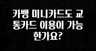 베스트 카뱅 미니카드도 교통카드 이용이 가능한가요? 지금 소개할게요