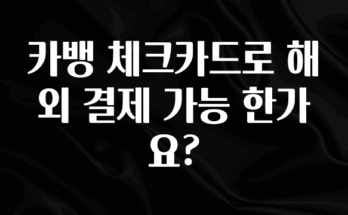 인플루언서가 공개한 카뱅 체크카드로 해외 결제 가능 한가요? 알려드립니다