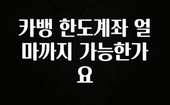 일단 무조건 저장하기 카뱅 한도계좌 얼마까지 가능한가요 꼭 알아두세요
