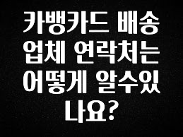 리뷰 좋은 카뱅카드 배송업체 연락처는 어떻게 알수있나요? 확인하시죠