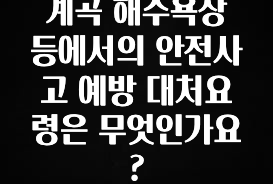 빠르게 확인 하세요! 계곡 해수욕장 등에서의 안전사고 예방 대처요령은 무엇인가요? 알려드릴게요