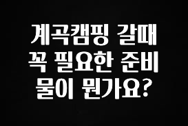 꿀팁이라고? 계곡캠핑 갈때 꼭 필요한 준비물이 뭔가요? 알려드립니다
