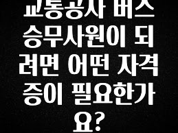 “이거”하나로 종.결 교통공사 버스 승무사원이 되려면 어떤 자격증이 필요한가요? 전해드립니다