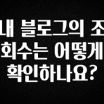 정성을 다하는 내 블로그의 조회수는 어떻게 확인하나요? 확인 부탁드립니다