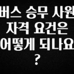 사랑을 담은 버스 승무 사원 자격 요건은 어떻게 되나요? 핫한 정보입니다