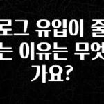 이거 “꼭” 기억하자 블로그 유입이 줄어드는 이유는 무엇인가요? 알려드립니다