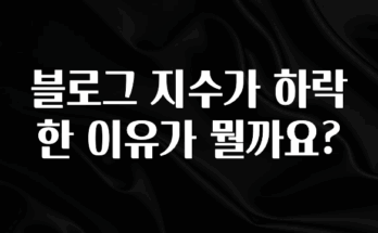 진심이 담긴 블로그 지수가 하락한 이유가 뭘까요? 확인해보세요