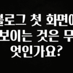 꼭 봐야하는 이유 블로그 첫 화면에 보이는 것은 무엇인가요? 지금떳다