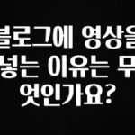 궁금한 소식 블로그에 영상을 넣는 이유는 무엇인가요? 꼭 확인해보세요