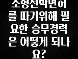 가성비 정보 소형선박면허를 따기위해 필요한 승무경력은 어떻게 되나요? 무조건 확인
