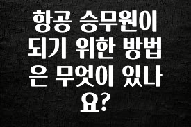 놓치지말고 항공 승무원이 되기 위한 방법은 무엇이 있나요? 무조건 확인