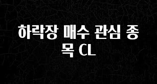 인기좋은 이유 하락장 매수 관심 종목 CL 전해드립니다
