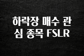 사계절 사랑받는 하락장 매수 관심 종목 FSLR 바로 소개합니다.