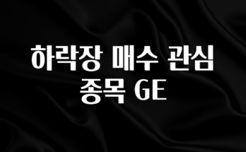 ‘이거’ 모르면 손해봅니다 하락장 매수 관심 종목 GE 리뷰 해보겠습니다