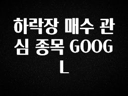 바로 준비가능 하락장 매수 관심 종목 GOOGL 관심이 뜨겁습니다